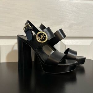 Michael Kors Black Heels with gold logo